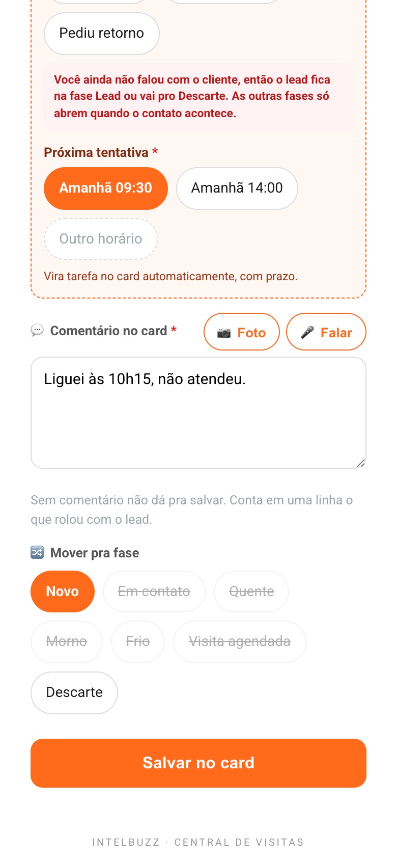 Card Rápido: travas de fase