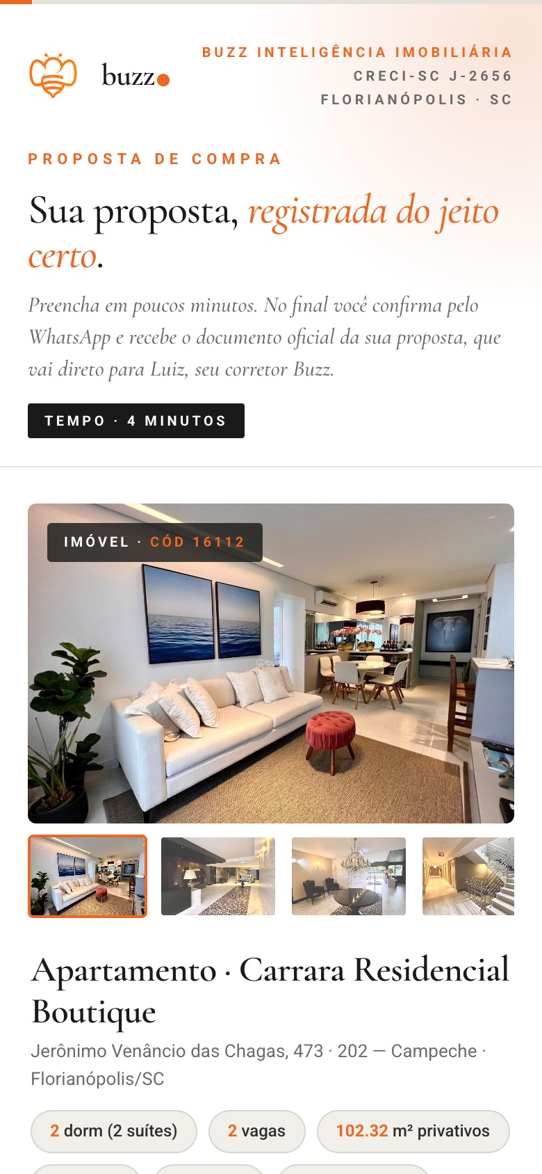 Proposta digital: abertura com o imóvel