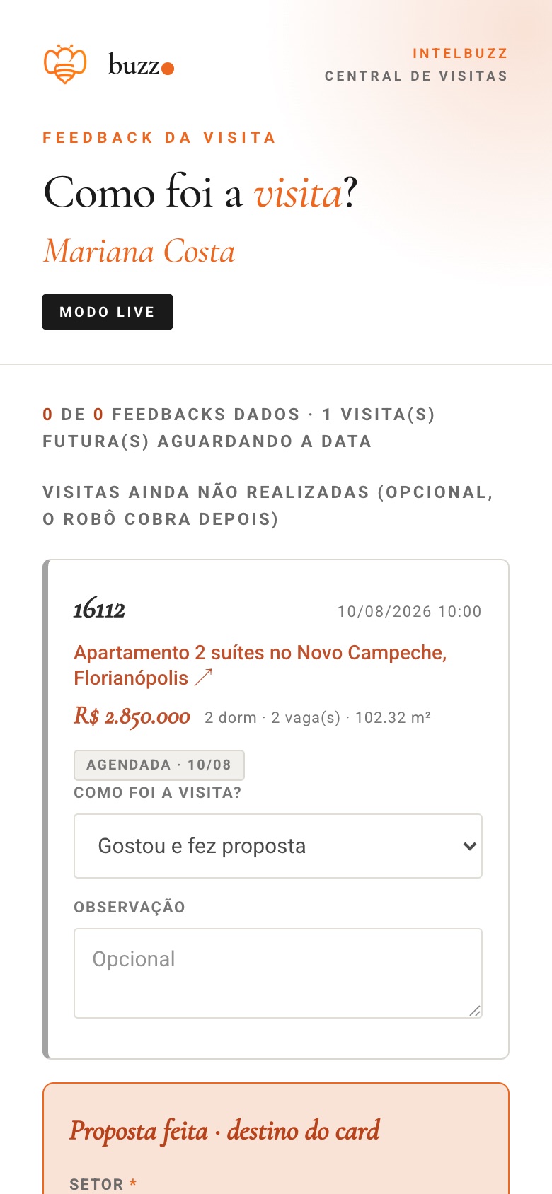 Feedback da visita