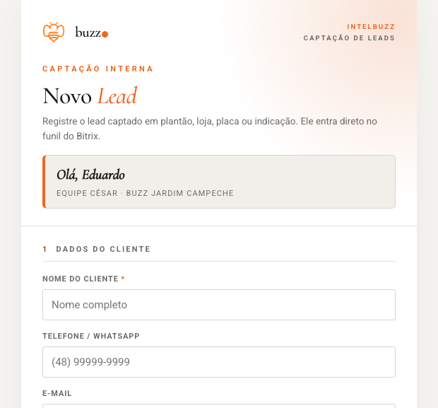 Formulário reconhece o corretor